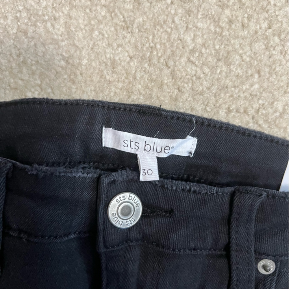 New NWT STS BLUE jeans black distressed 30 Ellie ankle skinny high rise - Picture 5 of 11